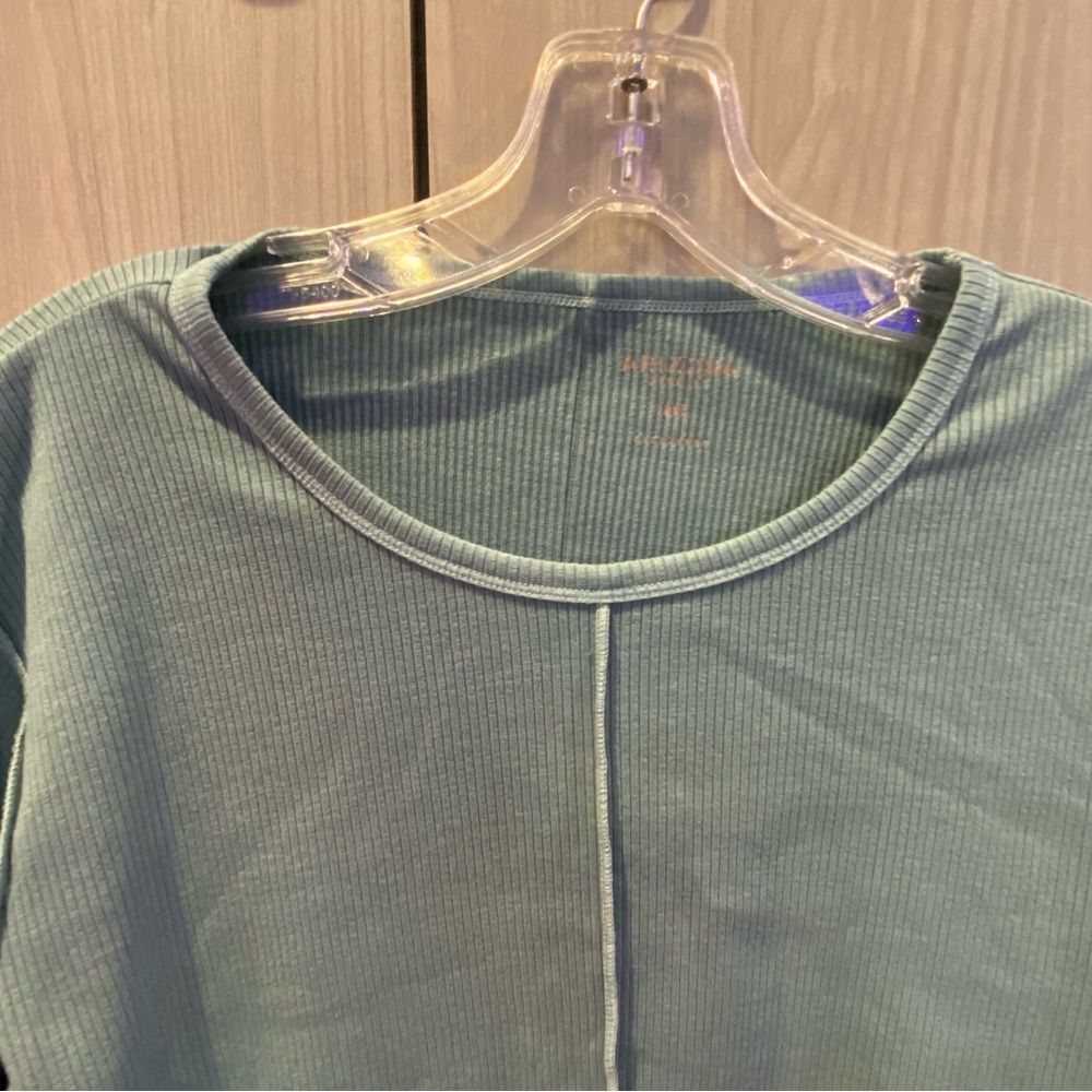 Arizona Mint Green Aqua Long Sleeve Cropped NEW 90s Y2K T-shirt Top XXL - Picture 3 of 8